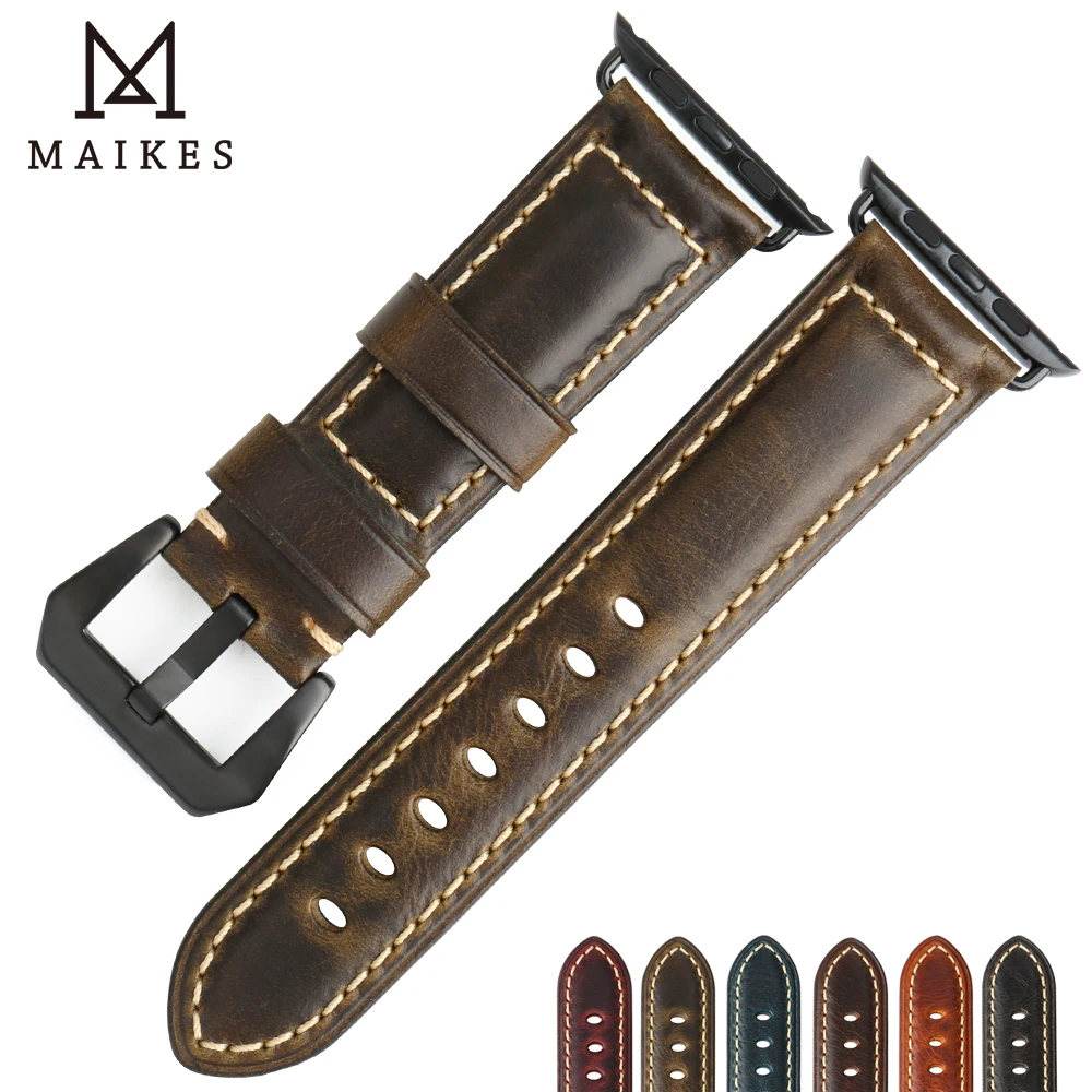 Аксессуары для часов MAIKES темно зеленый ремешок из натуральной кожи Apple Watch 38 мм 42