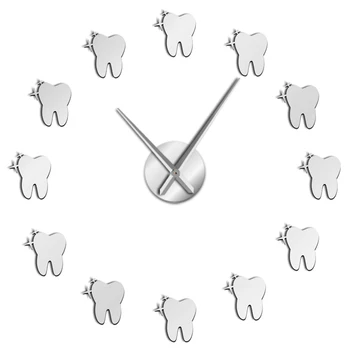 

JEYL 12 Teeth Sticker Dental Tooth Wall Art Modern Wall Clock Living Room Decorative Wall Watch Nurse Ornament Hygienist Dentist