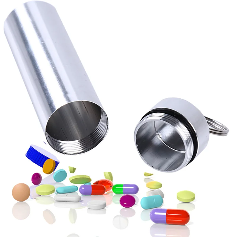 Medicine Bottle Pocket Toothpick Drug Pill Box Keyring Holder Health Portable Aluminum Waterproof Case Container Travel Storage | Дом и сад