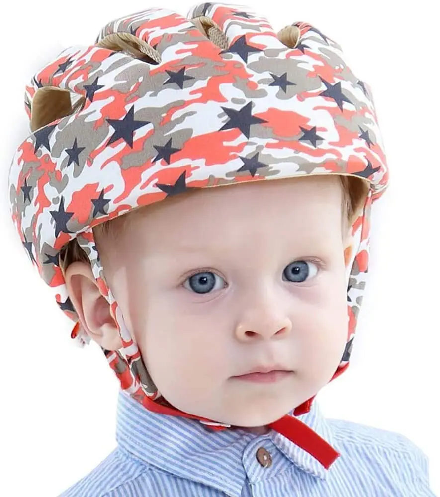 Winter Baby Helmet Toddler Protective Adjustable Hat Infant Head Protective Cotton Hat Toddler Adjustable Safety Helmet Colorful