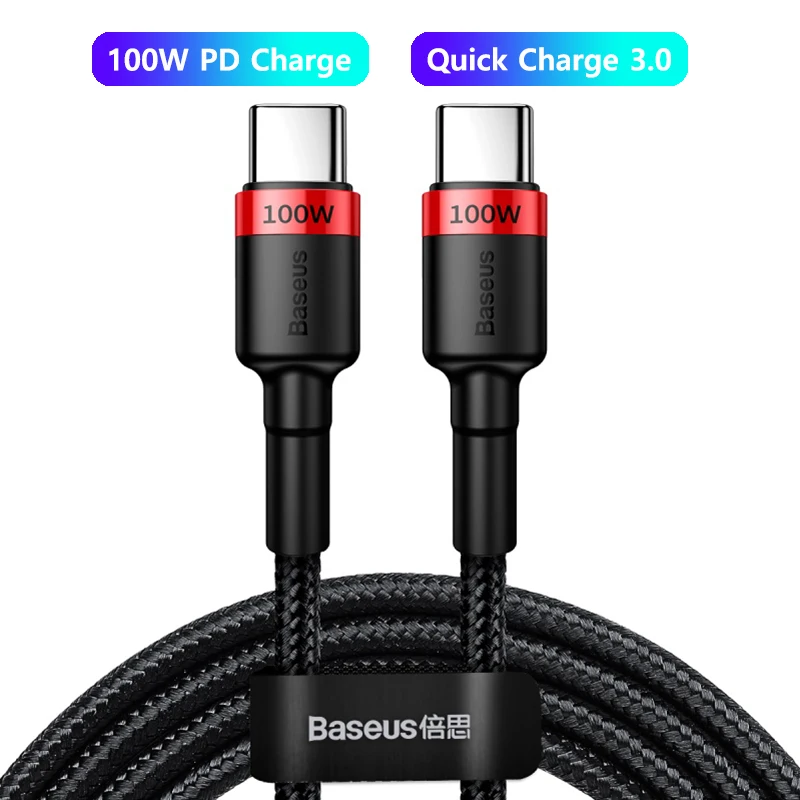 Baseus USB Type C To USB Type C Cable 5A 60W/100W PD Quick Charge 4.0 Type-c Cable For Samsung Xiaomi Redmi Note 10 Pro Macbook android charger type c Cables