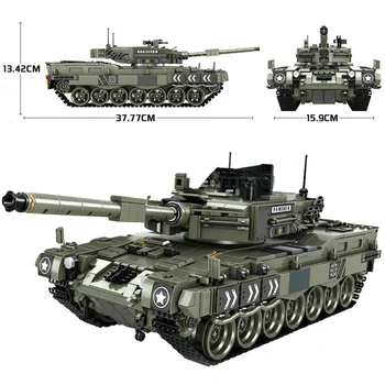 

1747 Pcs Leopard 2 Main Battle Tank Model Building Blocks Compatible lgoingly Military WW2 Army Soldier Bicks Toys for Kid Boys