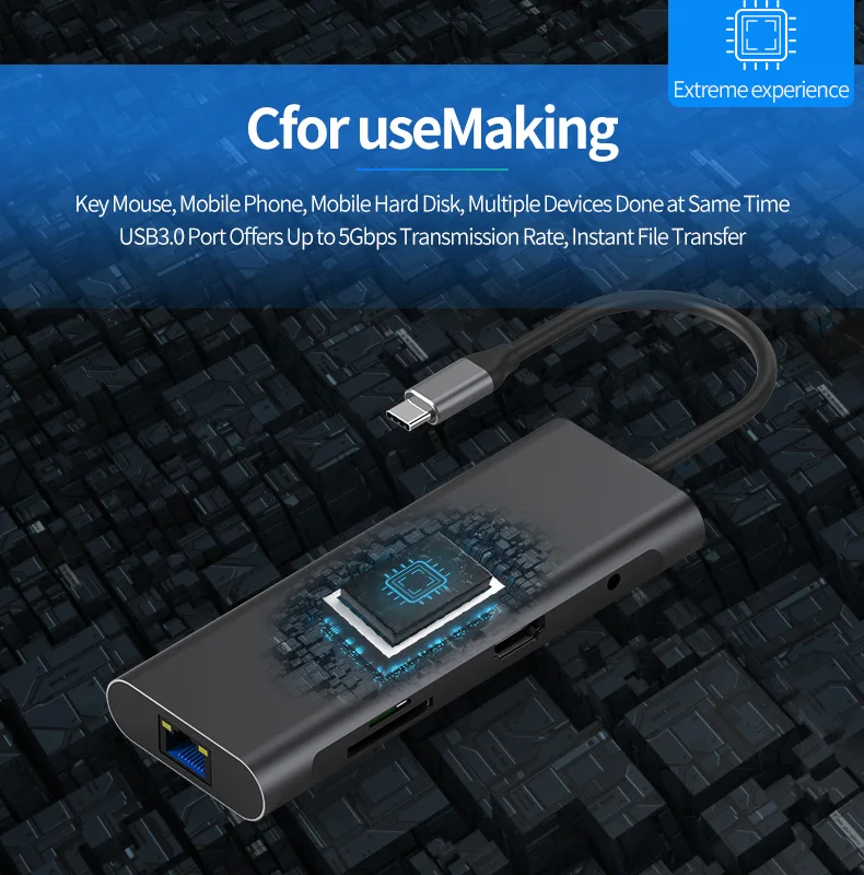 Мульти USB 3,0 HDMI и RJ45 адаптер для разветвителя 3 порта USB C концентратор USB-C type C 3,1 Для MacBook Pro Аксессуары USB C концентратор