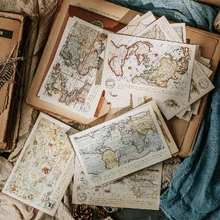  30PCS Vintage Postcard Make Old Map Cards DIY Scrapbook Collage Photo Props Wall Decoration Cards 