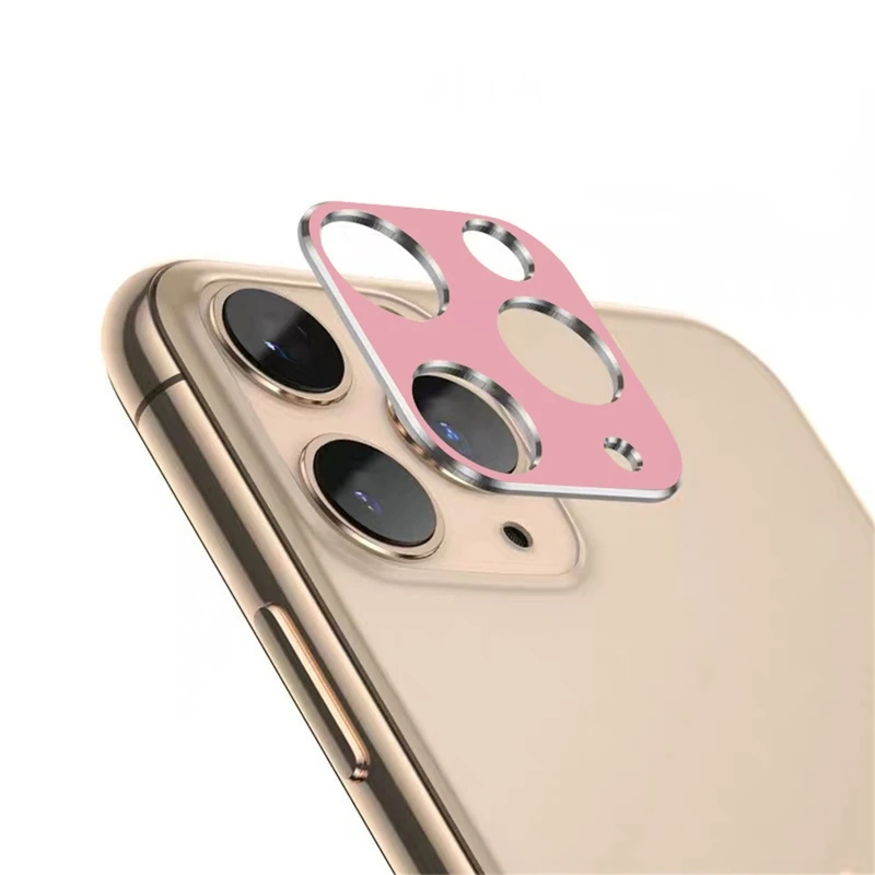 Acespower Полночь Зеленый металл крышка объектива для iPhone телефон задняя камера 11 Pro Max сплав защитное кольцо без Закаленное стекло пленка - Цвет: Rose Gold