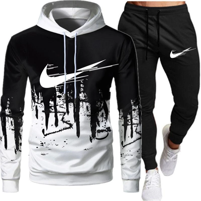 Conjunto de Sudadera con capucha y pantalones para hombre, ropa deportiva masculina de 2 piezas, ideal para otoño e invierno, de 2021|Conjuntos para hombres| AliExpress