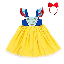 Платье принцессы Белоснежки для девочек; карнавальный костюм принцессы для маленьких девочек; рождественское праздничное летнее