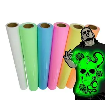 

Free shipping 25x25cm luminous heat transfer vinyl glow in dark DIY t-shirt for t-shirt heat transfer press DIY glow in dark