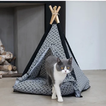 

Cat litter Popular ins cat litter cat bed cat toy cat climbing frame small solid wood washable cat tent nest