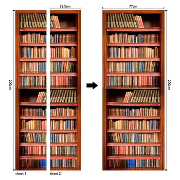 

PVC Mural Paper Print Art 3D Bookshelf Tower Sea Door Stickers Home Decor Picture Self Adhesive Waterproof Wallpaper For Bedroom