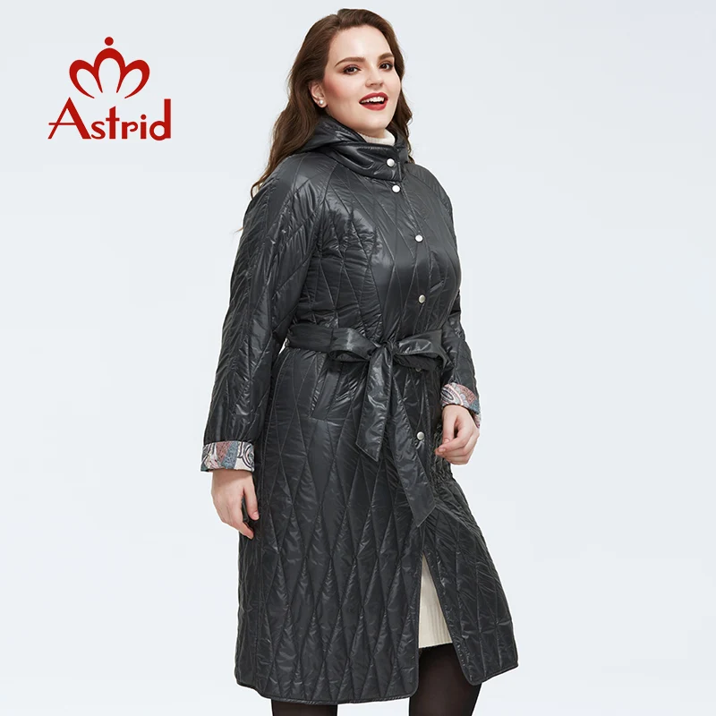 

Astrid 2020 Spring new arrival women jacket loose clothing women plus size long coats with а belt spring coat women AM-9428