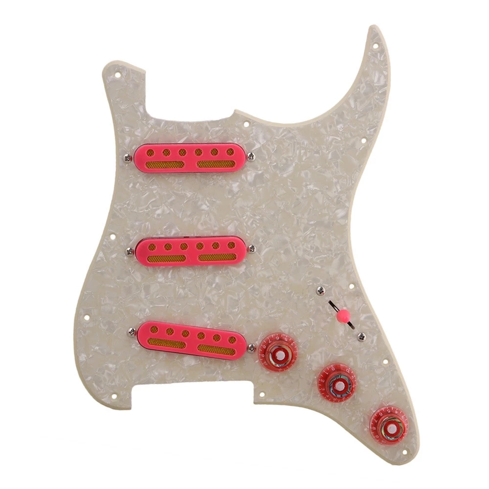 Прозрачный красный ПВХ 11 отверстий SSS Prewired Pickguard набор ручек для пикапа|Детали и