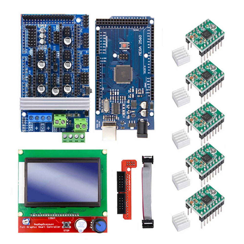 

Ramps 1.6 kit upgrade Base on Ramps 1.4 1.5 with Mega2560 Board Reprap Control +12864LCD+A4988/Drv8825 Driver 3D Printer Kit