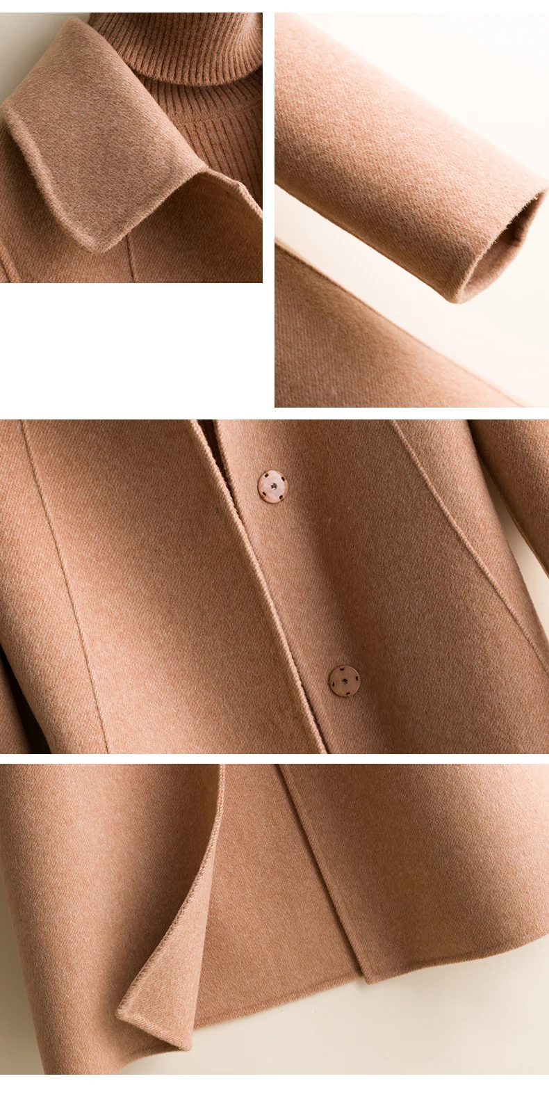 Winter new Casual Cashmere Medium and long section Coats women fashion Single Breasted Long sleeve Coats Solid color Wool Coats