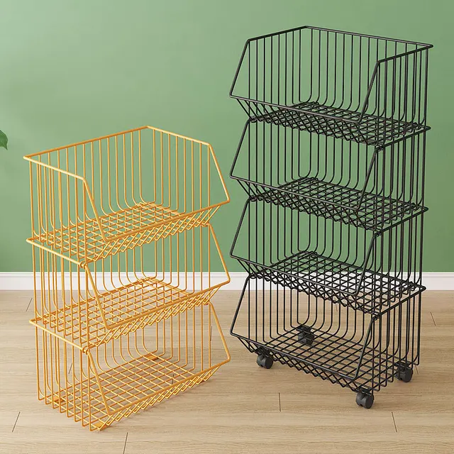 Barkácsolás Kovácsoltvas Tároló Állvány Kerekes Kosárgörgő Kocsi Mobil Polcok Fürdőszoba Konyhához - Image 6