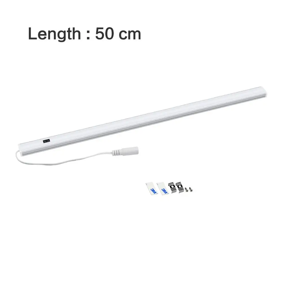 1X50CM without Power LED Kitchen light Bedroom lamp 12V Hand Sweep Motion Sensor LED Cabinet lights 220V DIY Cupboard Closet Wardrobe lighting - Цвет: 1X50CM without Power