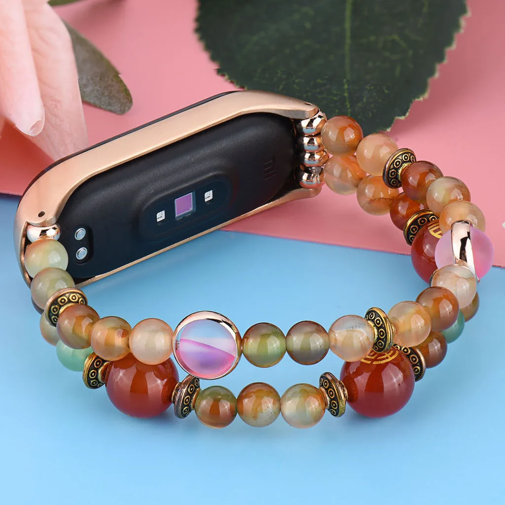 

Pearl Bracelet for xiaomi band 4/3 Strap Bracelet Accessories Pearl Pulseira+Metal Shell Replacement for xiaomi mi band 4 strap