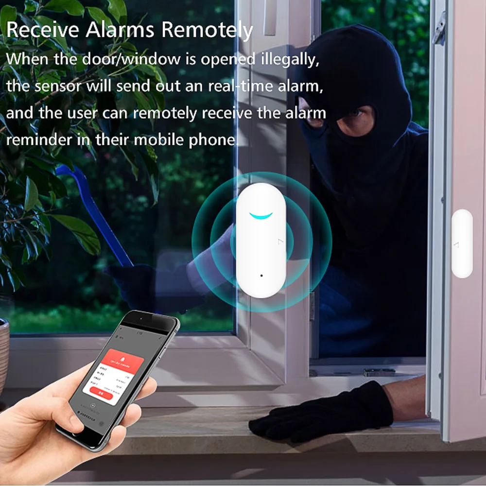 Angus Tuya Smart Wifi House Door Window Open Closed Sensor Detector Домашняя охранная сигнализация Работа с Alexa