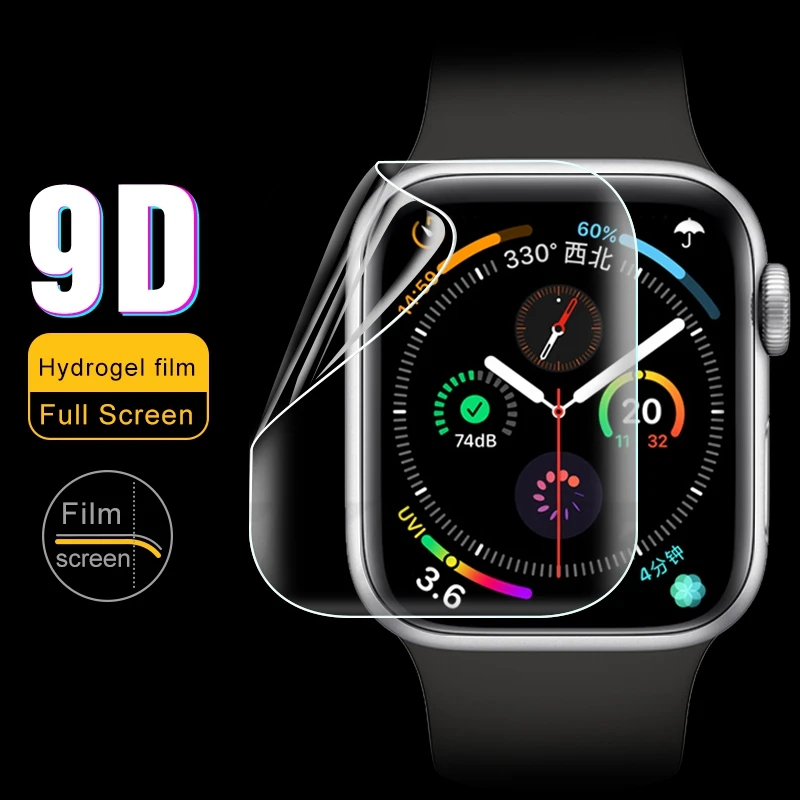 Мягкая Гидрогелевая пленка для Apple Watch Series 5 40 мм 44 мм Защитная пленка для переднего экрана для iWatch 40 мм Полное покрытие мягкое стекло Flim