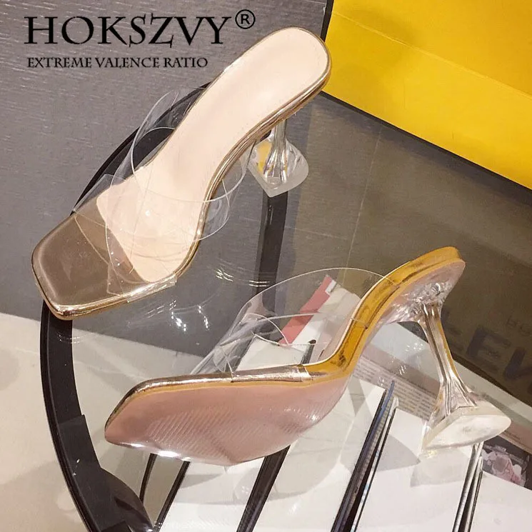 HOKSZVY 2020 Summer Large Size 35-41 Sandals Fine With Transparent High-heeled Female Slippers Casual Open Toe JXQ | Обувь