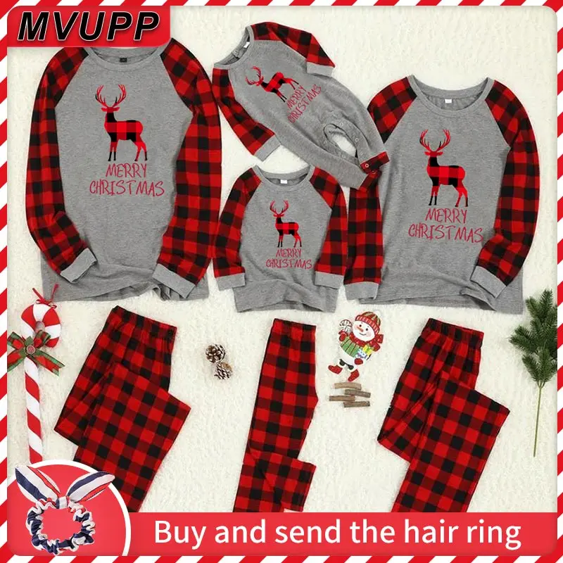 

MVUPP family christmas pajamas 2020 fashion matching clothes for family mom dad and me set father mother baby girl boy pajamas