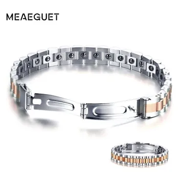 

Rose Gold Stainless Steel Bracelet For Women Men Health Care Hematite Energy Power Male Casual Jewelry Hombre