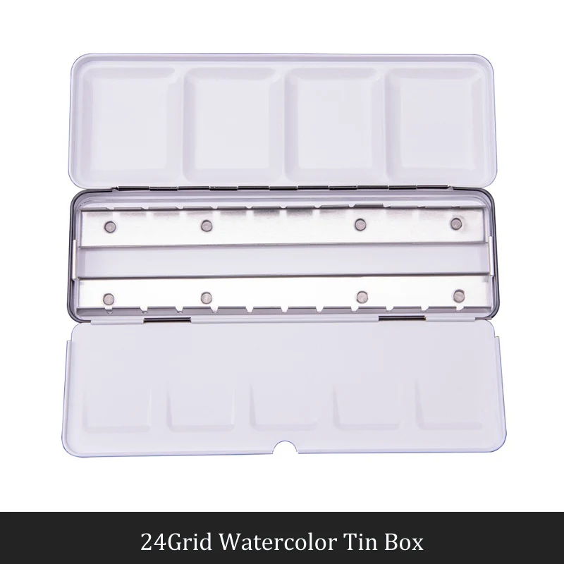 12/24Grid Watercolor Paint Tin Box Painting Palette Portable Paint Palette Tray for Half/Full Pan Art Supplies - Цвет: 24Grid