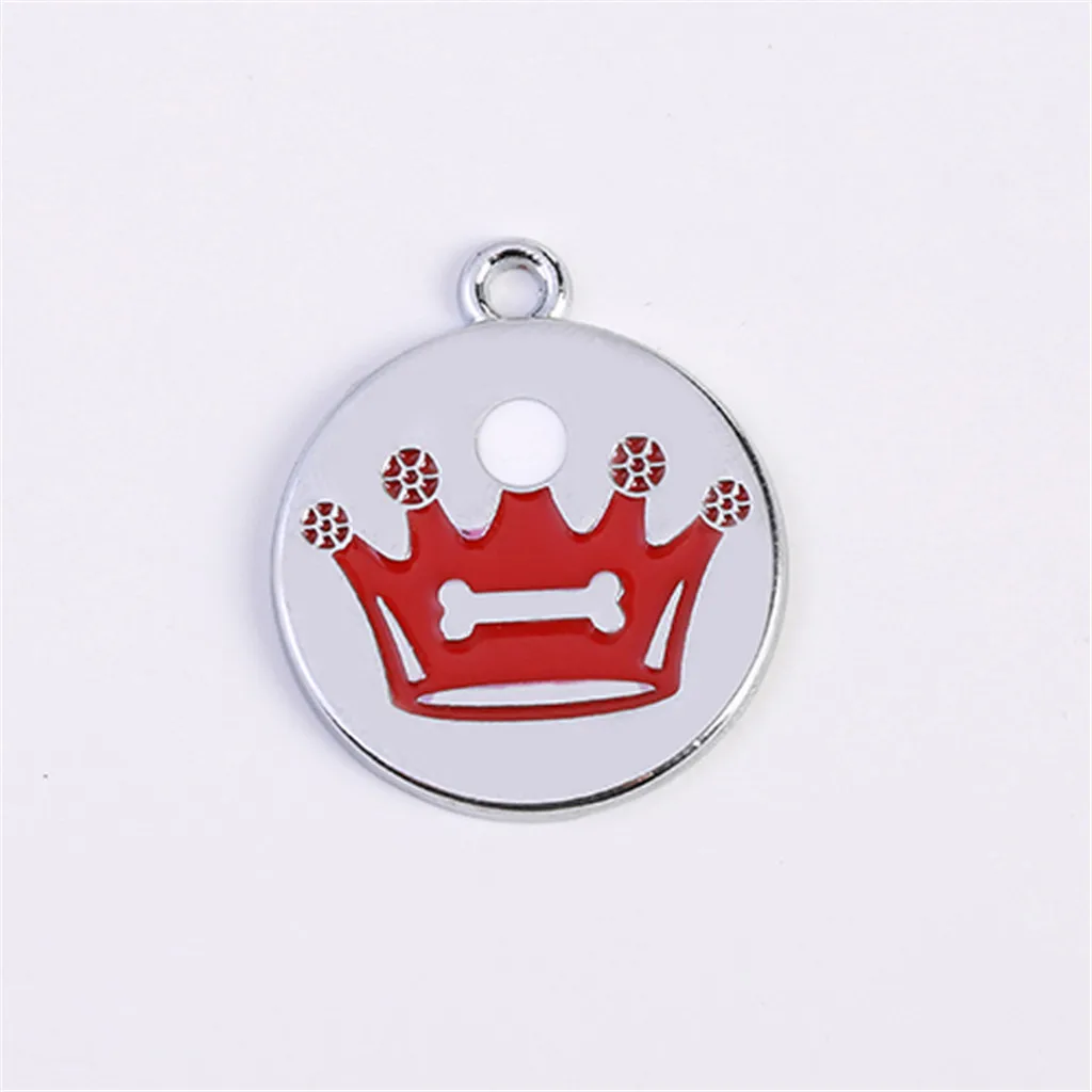 30^Cute Mini More Crown Print Diamond Dog Cat ID Name Tags Pet Jewelry Necklace family product for pet dog leash собачий поводок