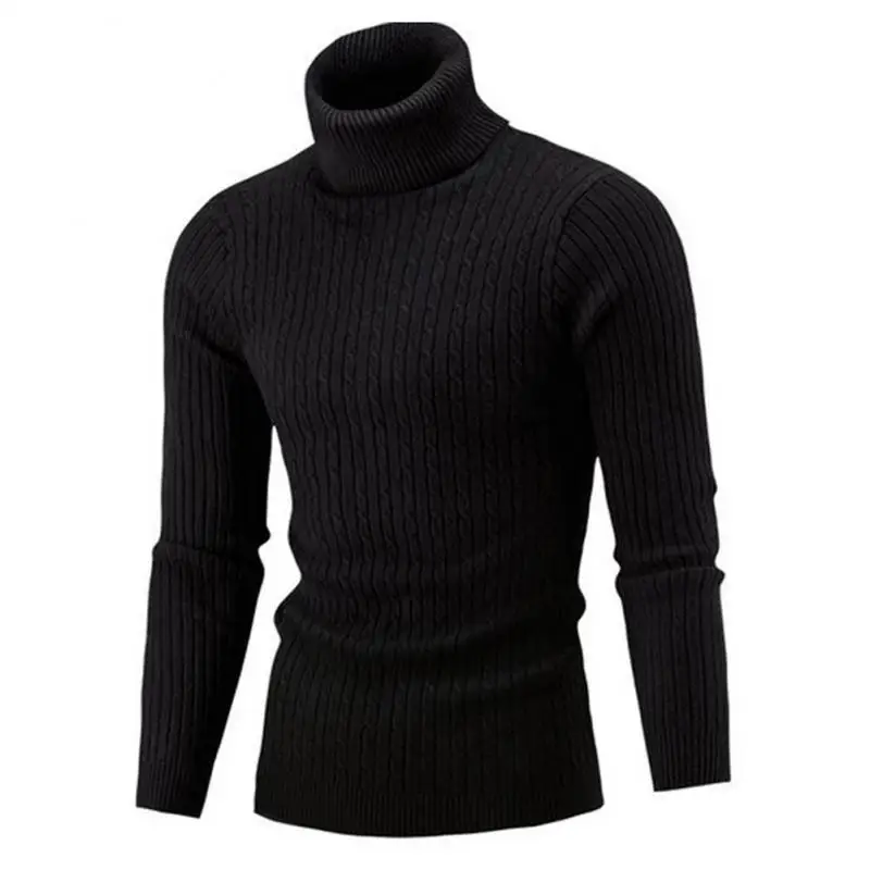 Casual Men Sweater Solid Color Turtleneck Knitted Sweater Men Slim Knitwear Knitted Jumpers Pullovers Men Sweater Pull Homme