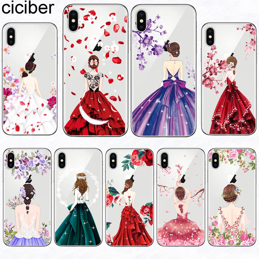 

ciciber Girl Back View Phone Case for iphone 11 Pro XS Max X 5S SE Cases for iphone XR 7 8 6 6S PLUS Cover Silicone TPU Coque