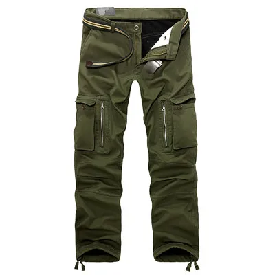 army green Новые зимние толстые теплые бархатные мужские Мульти-карманные военные тактические брюки карго из флиса и хлопка повседневные рабочие брюки размера плюс 51 - Цвет: army green