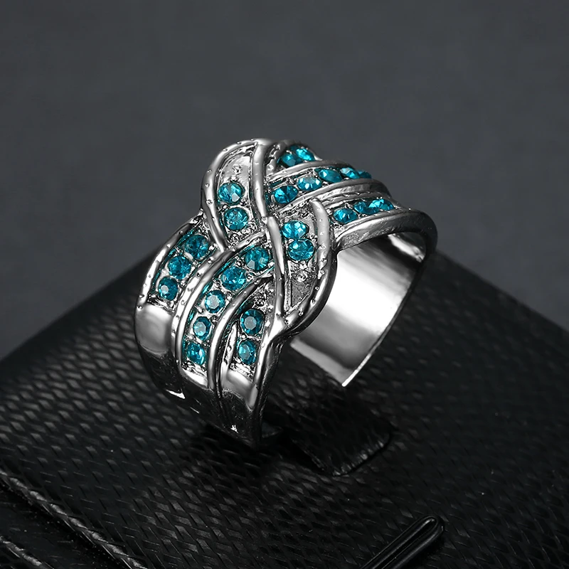 Shengmei все-синий цвет кристалл большое свадебное женское кольцо шипованные циркония женские ювелирные изделия