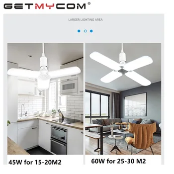 

Adjustable Angle Ceiling Lamp High Bay Industrial Lamp75W Foldable Fan Blade LED Pendant Lights E27 LED Bulb 85-265V 2835 Led