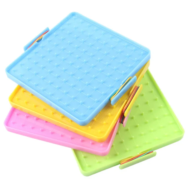 16x16cm Double Sided Geoboard Nails Peg Board Rubber Bands Plate Primary Mathematic Geometry Cognition for Kids Early Education 3