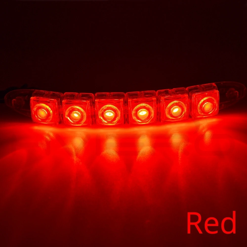 Hviero DRL Daytime Running Lights 6LED Red Blue Green White Waterproof Bright Flexible Driving Fog Bulb Warning Lamp DC 12V Auto Led