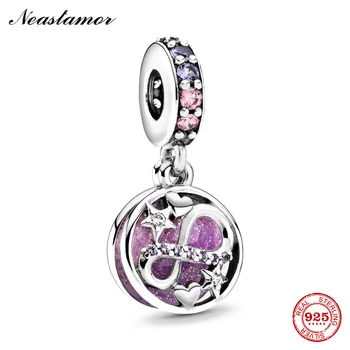 

Authentic Original 925 Sterling Silver Glittering Infinity Hearts & Stars Pendant Bead Fit Pandora Charm Bracelets Women Jewelry