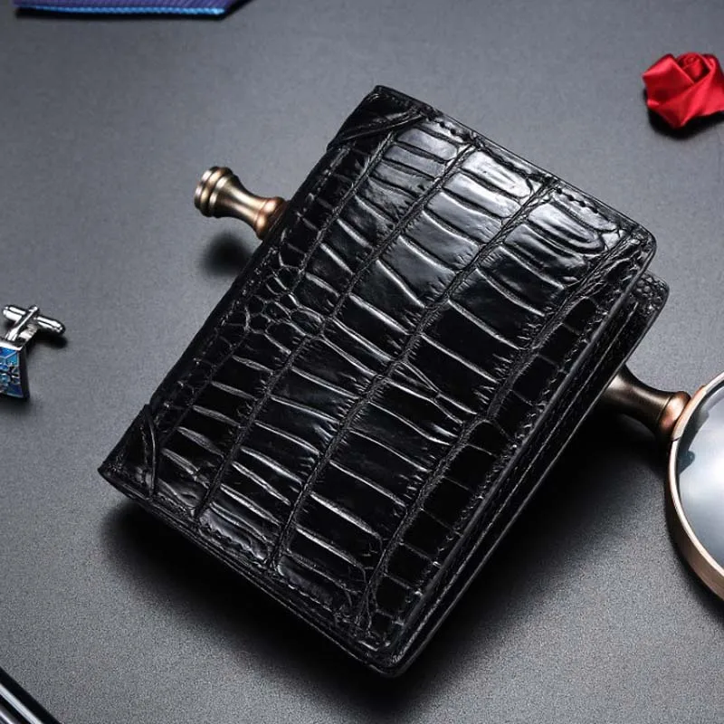 

LINSHE crocodile The wallet men Popular logo Brief paragraph Genuine leather 2019 The new multi-function Card package