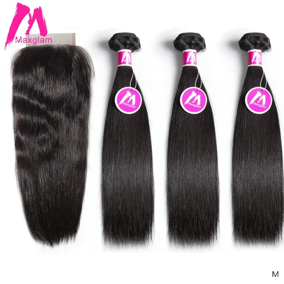 Nuevo  Extensiones de cabello humano malayo para mujeres negras, 3 mechones, extensión de cabello Remy largo y corto Natural con cierre Erb1eORJlOw