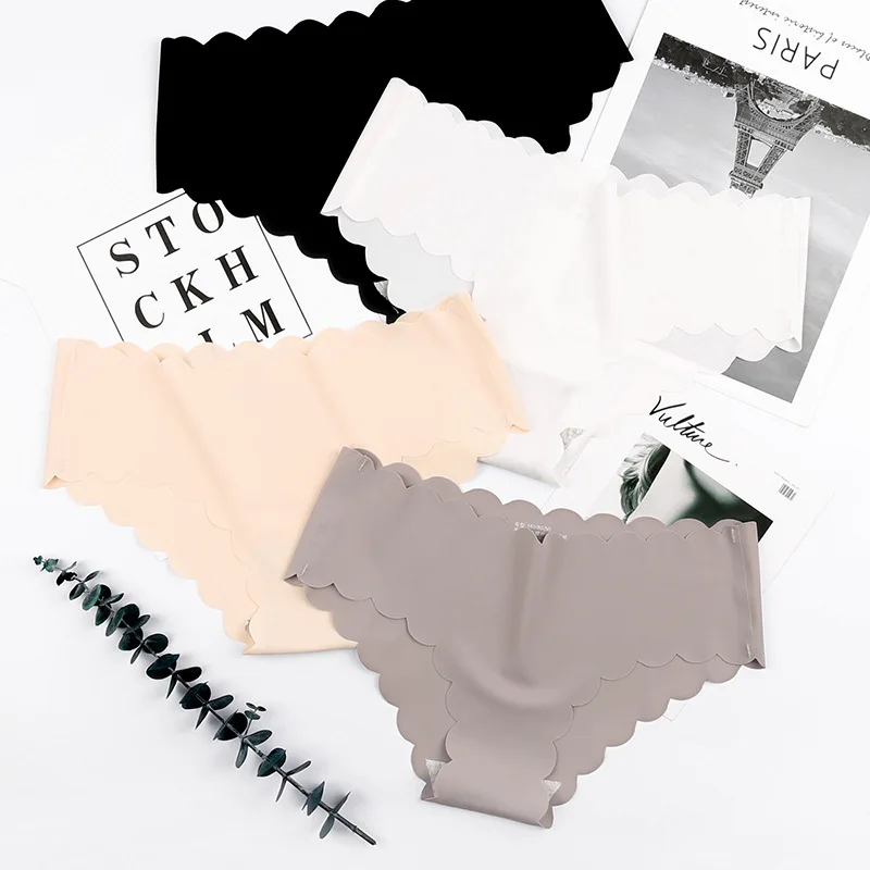 

19 New Style Viscose Knicker Women's Wave Pattern Solid Briefs Medium Waist Seemless Solid Color Spring Summer K476