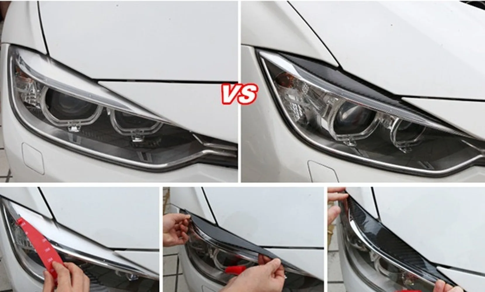 Автомобильная наклейка из углеродного волокна 2 шт. налобный фонарь для бровей