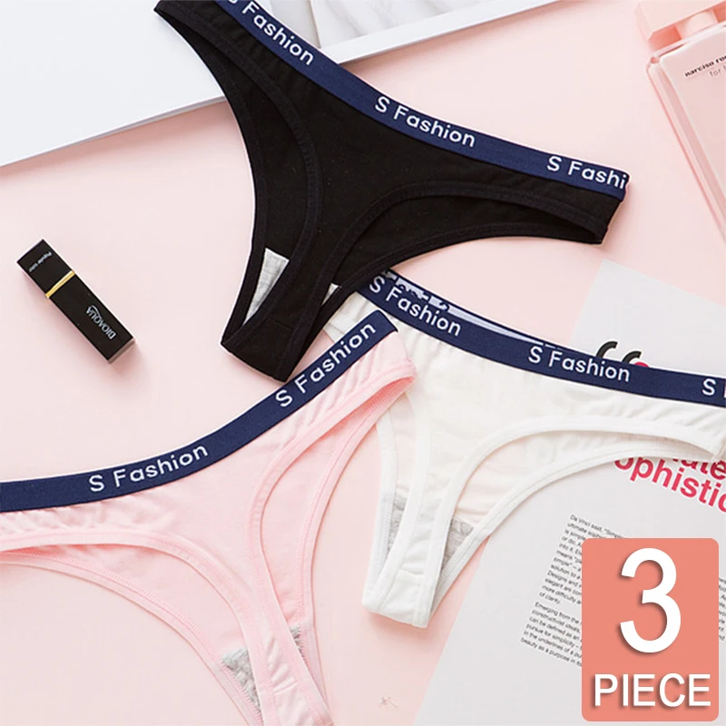 

Women's Seamless Sexy Thong G String Panties Woemn Cotton Underwear Lingerie White Ladies Briefs Cute Low-Rise Pink 3Pcs/lot