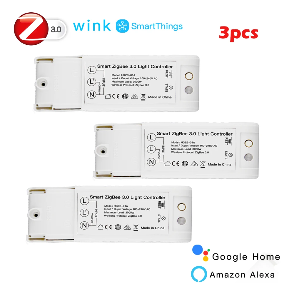 3pcs Умный светильник ZigBee 3,0 контроллер Диммер DIY домашняя Автоматизация работа с Echo Plus Alexa SmartThings для большинства Zigbee3.0 Hub - Комплект: 3pcs
