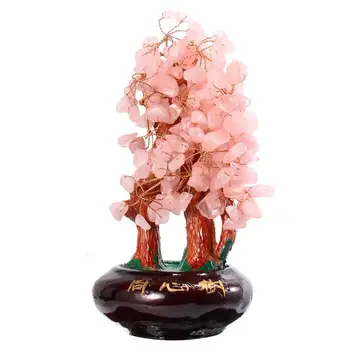 

1Pc Cyrstal Resin Money Tree Ornament Lucky Tree Decor Delicate Money Tree Bonsai Adornment Resin Crafts for Office Home (Pink)
