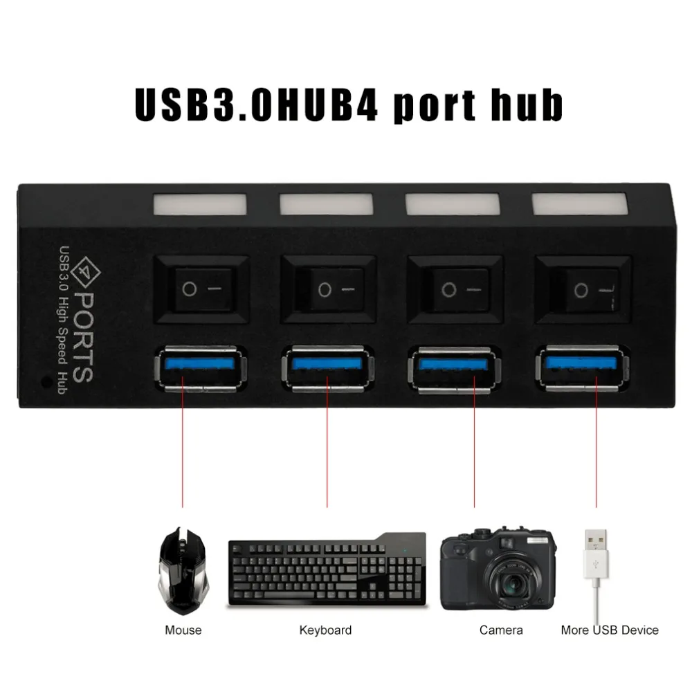 Профессиональный Plug and Play station 4 Порты и разъёмы USB 3,0 Hub ВКЛ/выкл кнопка& AC Мощность Кабель-адаптер для портативных ПК ЕС/США штекер