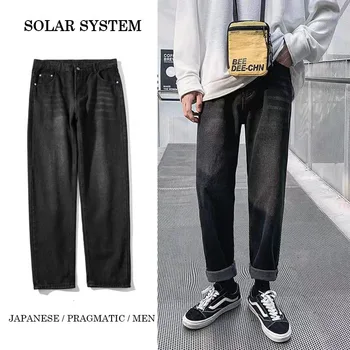 

Autumn Blue Black Jeans Men's Fashion Washed Casual Jean Pants Men Streetwear Loose Hip Hop Straight Denim Trousers Mens M-3XL