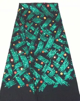 

New style Sequin embroidered African lace fabric, fast shipping turquoise French Sequin lace fabric FFD1010