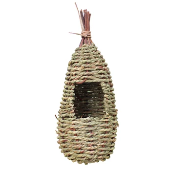 

Nesting Roosting Hanging Bird House Sparrow Handmade Grass Warm Home Hideaway Craft Garden Outdoor Cage DIY Hummingbird