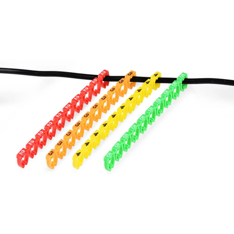 

0-9 1.5mm2-6mm2 Arabic Numerals M Type CAT 6 Clip Network Ethernet Wire Number Label Tube Cable Marker