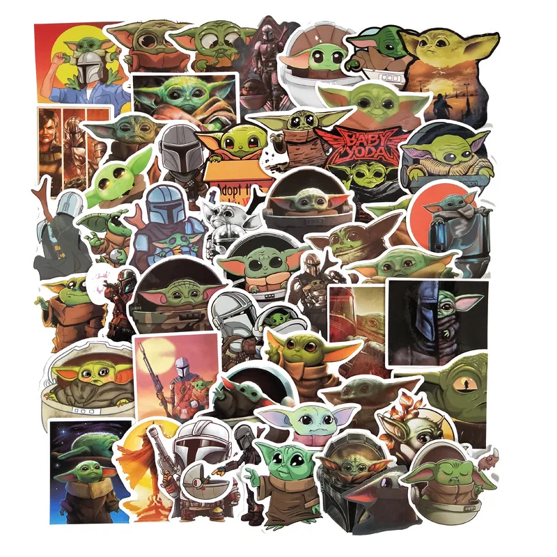 

50PCS Baby Yoda Star Wars The Mandalorian Stickers for Laptop Skateboard Home Decoration Car Scooter Decal
