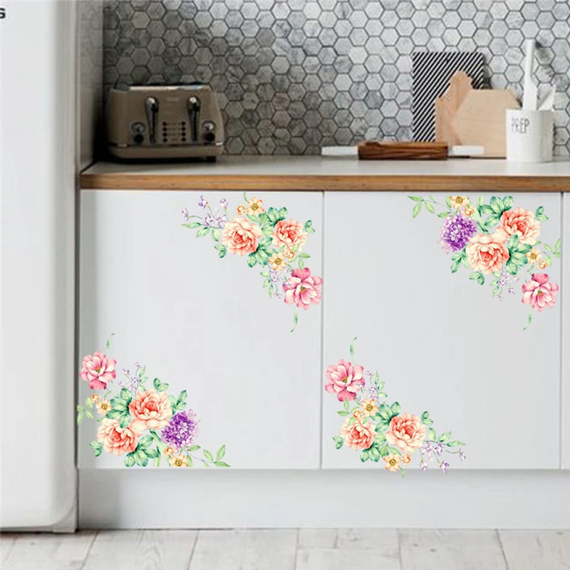 Colorful Flowers 3D Wall Stickers Beautiful Peony Fridge Stickers Toilet Decorat Creative Comfortable Warmth Quality Exquisite